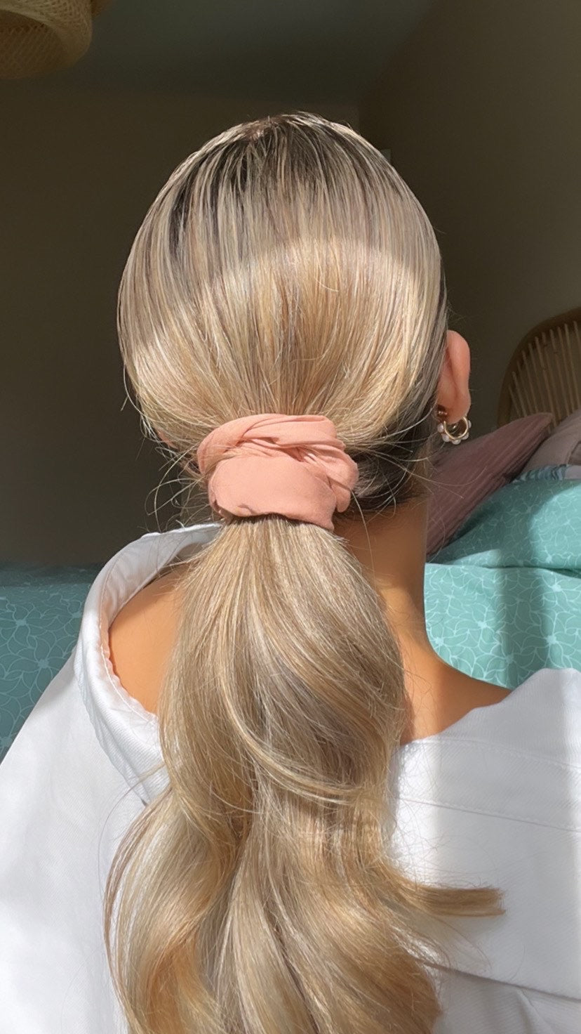 Large Dusty Pink Bamboo Silk Scrunchie