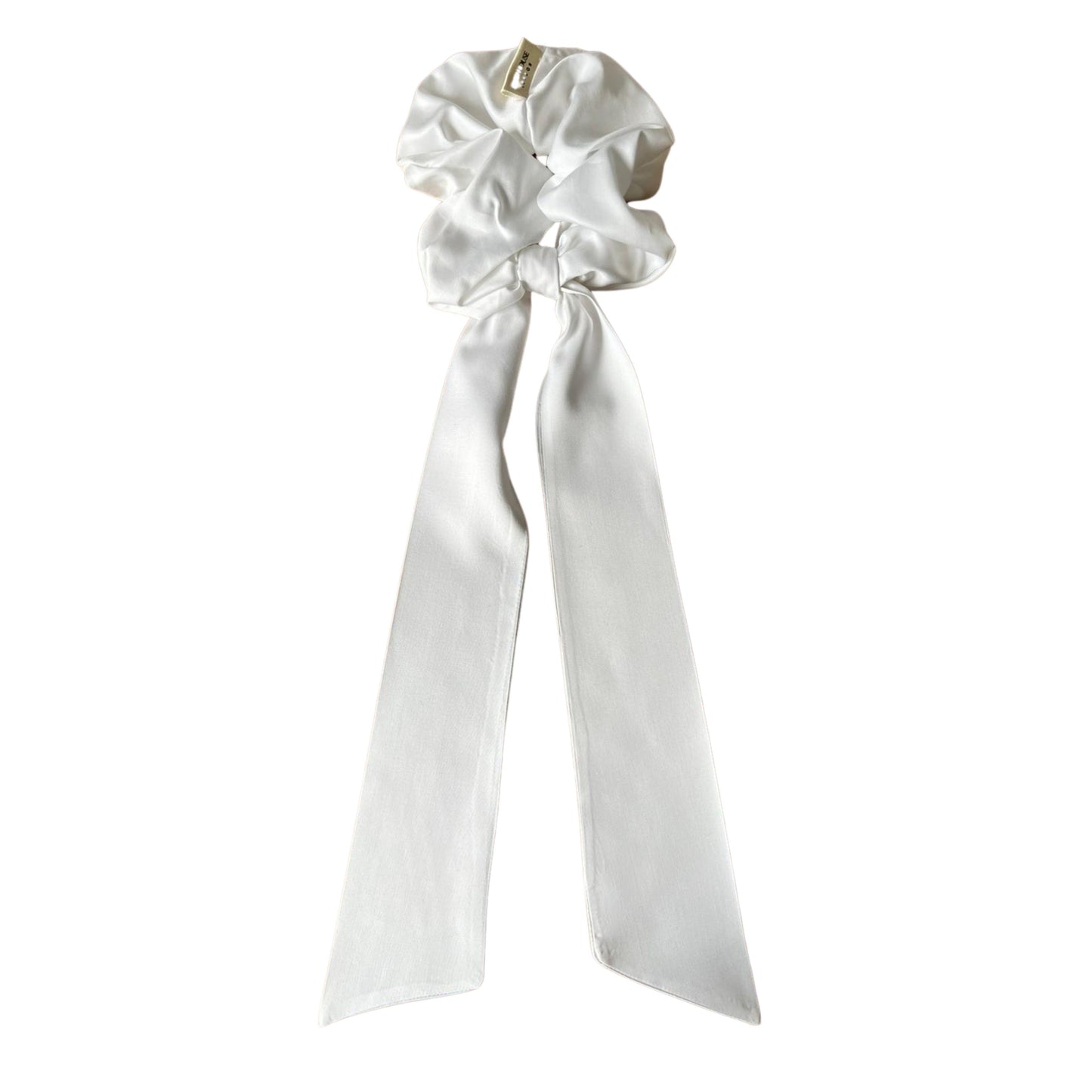 White Bridal Bamboo Silk Scrunchie Headband & Ribbon Scrunchie Gift Set
