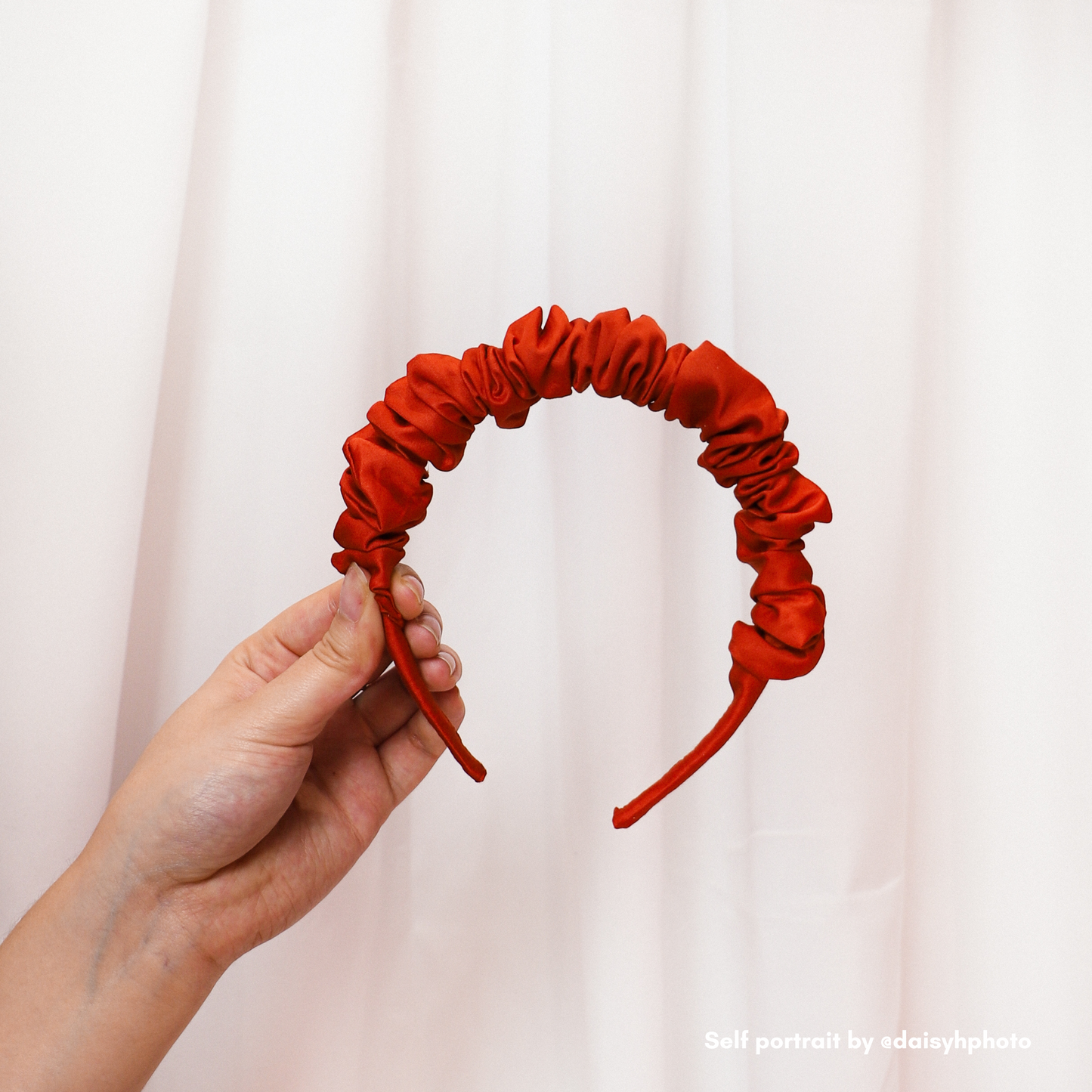 Red Bamboo Silk Scrunchie Headband